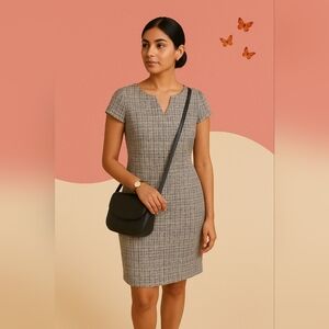 Premier Dresses Elegant Black and White Tweed Dress